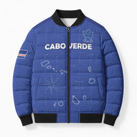 Custom Cape Verde Football Bomber Puffer Jacket Come On Tubaroes Azuis - Blue - Wonder Print Shop