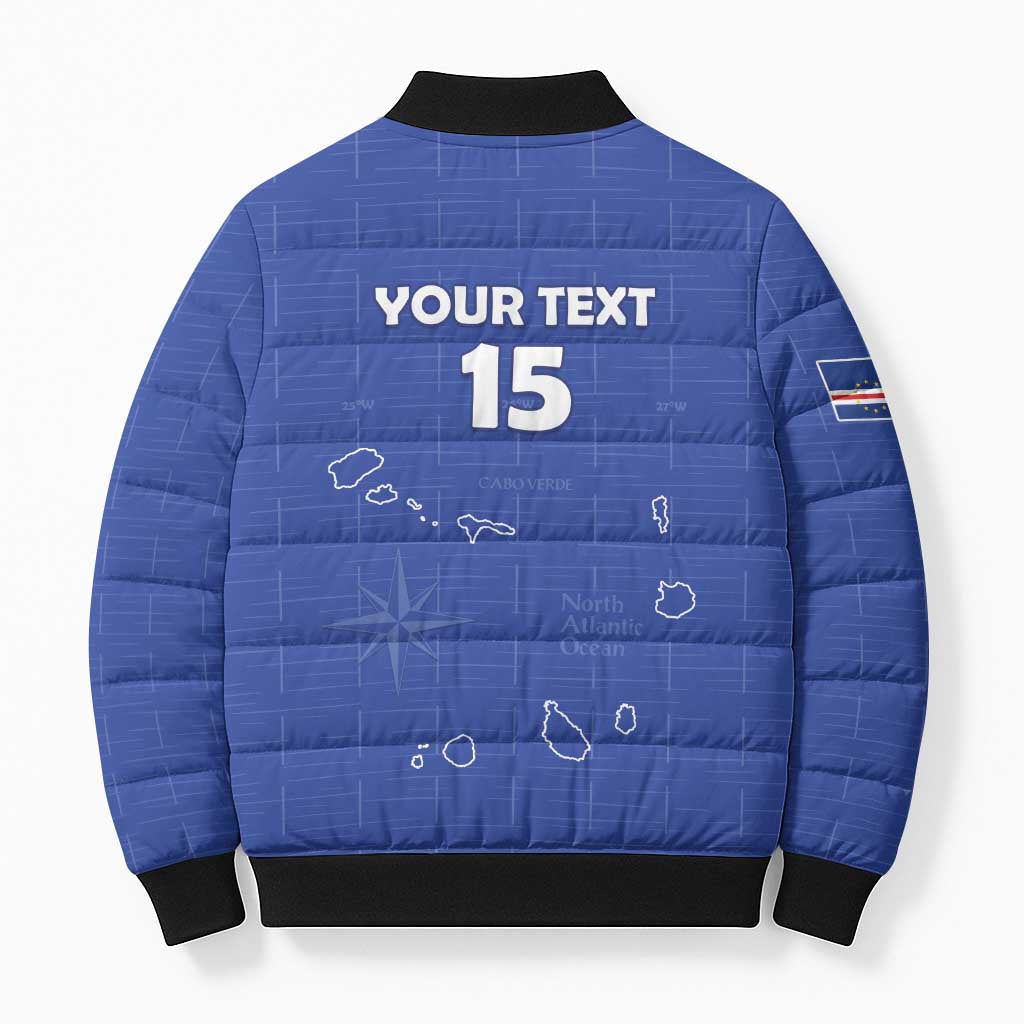 Custom Cape Verde Football Bomber Puffer Jacket Come On Tubaroes Azuis - Blue - Wonder Print Shop