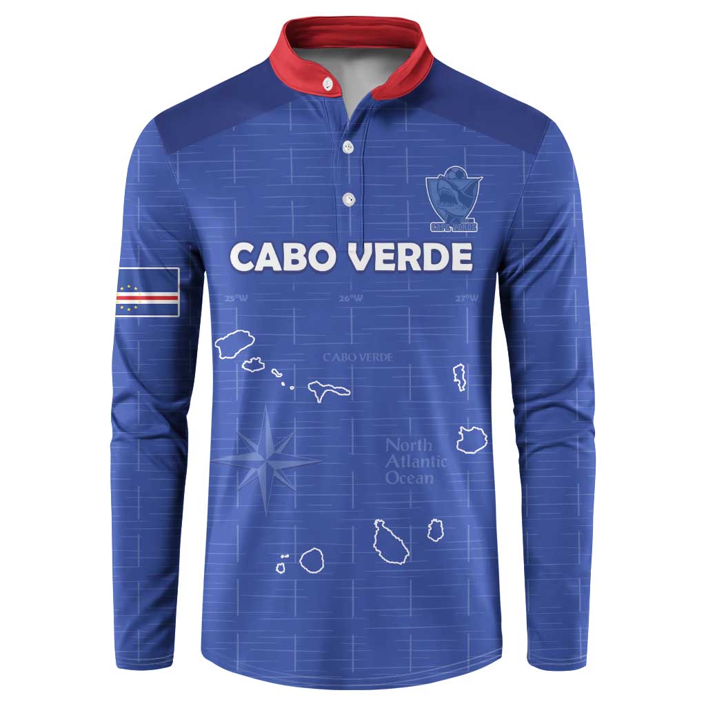 Custom Cape Verde Football Button Sweatshirt Come On Tubaroes Azuis - Blue - Wonder Print Shop