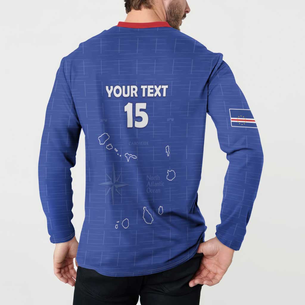 Custom Cape Verde Football Button Sweatshirt Come On Tubaroes Azuis - Blue - Wonder Print Shop