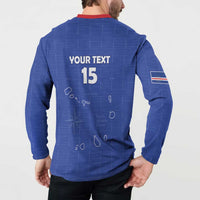 Custom Cape Verde Football Button Sweatshirt Come On Tubaroes Azuis - Blue - Wonder Print Shop