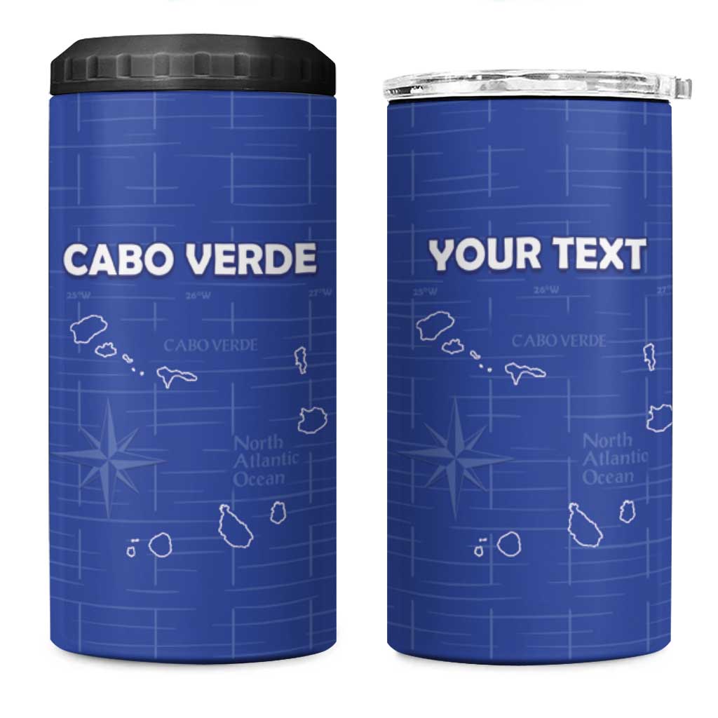 Custom Cape Verde Football 4 in 1 Can Cooler Tumbler Come On Tubaroes Azuis - Blue - Wonder Print Shop