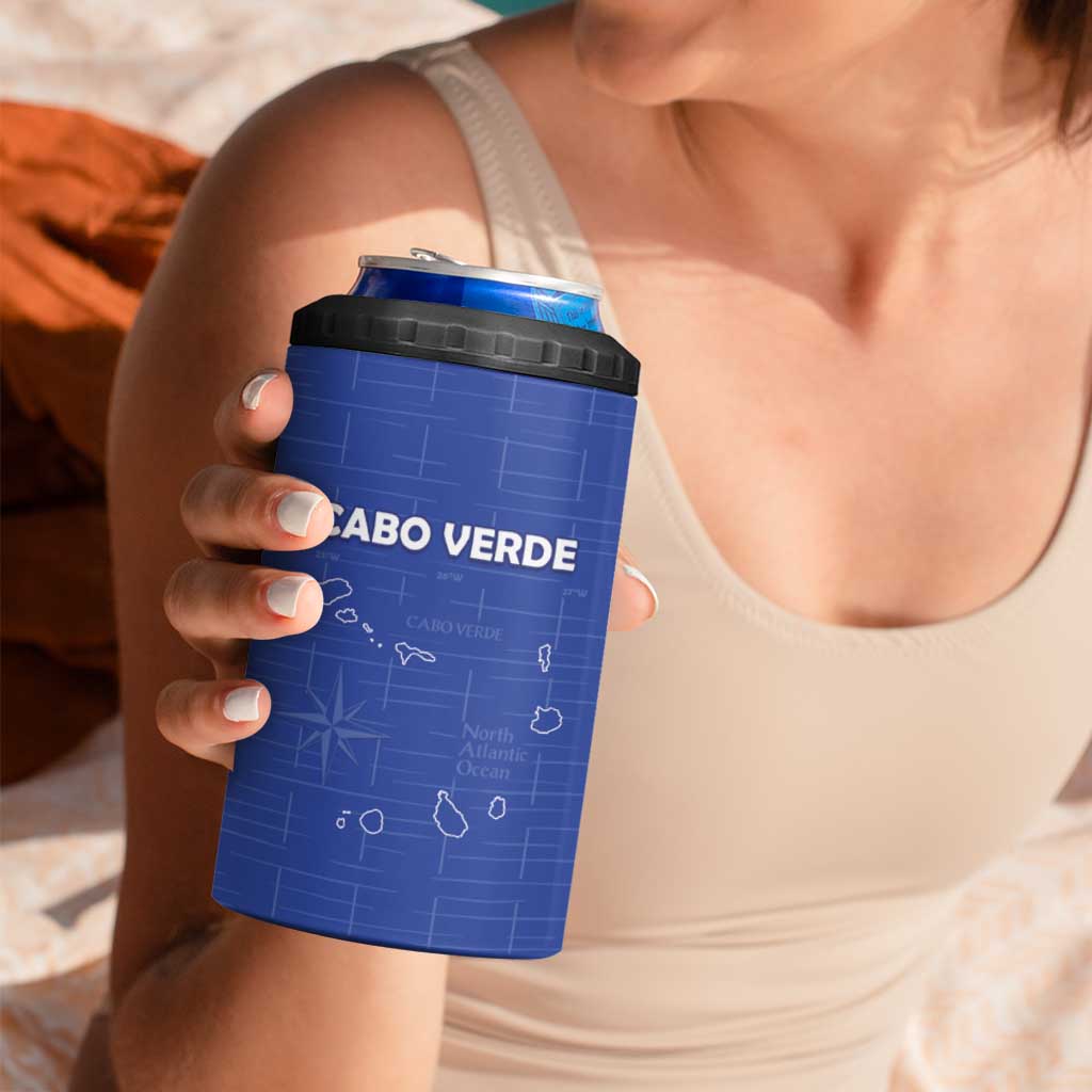 Custom Cape Verde Football 4 in 1 Can Cooler Tumbler Come On Tubaroes Azuis - Blue - Wonder Print Shop