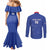 Custom Cape Verde Football Couples Matching Mermaid Dress and Long Sleeve Button Shirt Come On Tubaroes Azuis - Blue - Wonder Print Shop