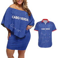 Custom Cape Verde Football Couples Matching Off Shoulder Short Dress and Hawaiian Shirt Come On Tubaroes Azuis - Blue - Wonder Print Shop