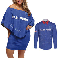 Custom Cape Verde Football Couples Matching Off Shoulder Short Dress and Long Sleeve Button Shirt Come On Tubaroes Azuis - Blue - Wonder Print Shop