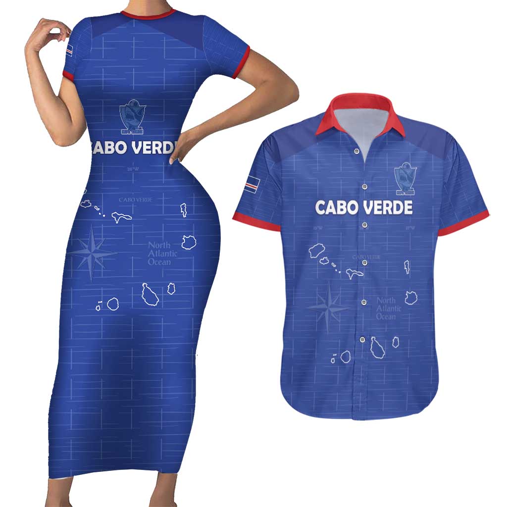 Custom Cape Verde Football Couples Matching Short Sleeve Bodycon Dress and Hawaiian Shirt Come On Tubaroes Azuis - Blue - Wonder Print Shop