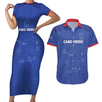 Custom Cape Verde Football Couples Matching Short Sleeve Bodycon Dress and Hawaiian Shirt Come On Tubaroes Azuis - Blue - Wonder Print Shop