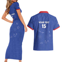Custom Cape Verde Football Couples Matching Short Sleeve Bodycon Dress and Hawaiian Shirt Come On Tubaroes Azuis - Blue - Wonder Print Shop
