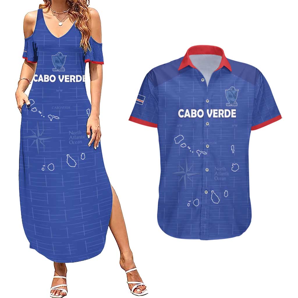 Custom Cape Verde Football Couples Matching Summer Maxi Dress and Hawaiian Shirt Come On Tubaroes Azuis - Blue - Wonder Print Shop