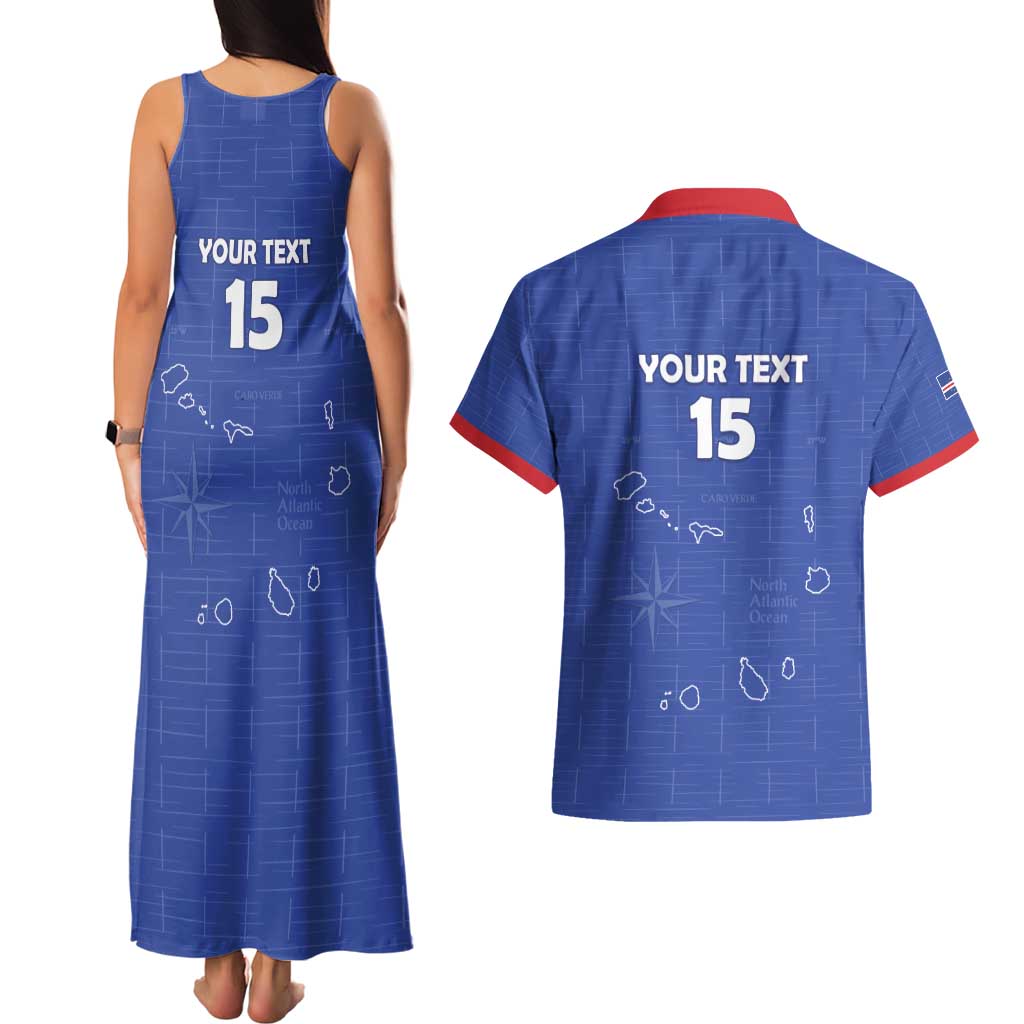 Custom Cape Verde Football Couples Matching Tank Maxi Dress and Hawaiian Shirt Come On Tubaroes Azuis - Blue - Wonder Print Shop