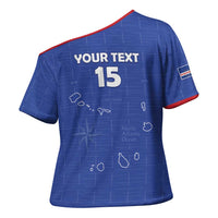 Custom Cape Verde Football Cross Shoulder Shirt Come On Tubaroes Azuis - Blue - Wonder Print Shop
