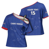 Custom Cape Verde Football Cross Shoulder Shirt Come On Tubaroes Azuis - Blue - Wonder Print Shop