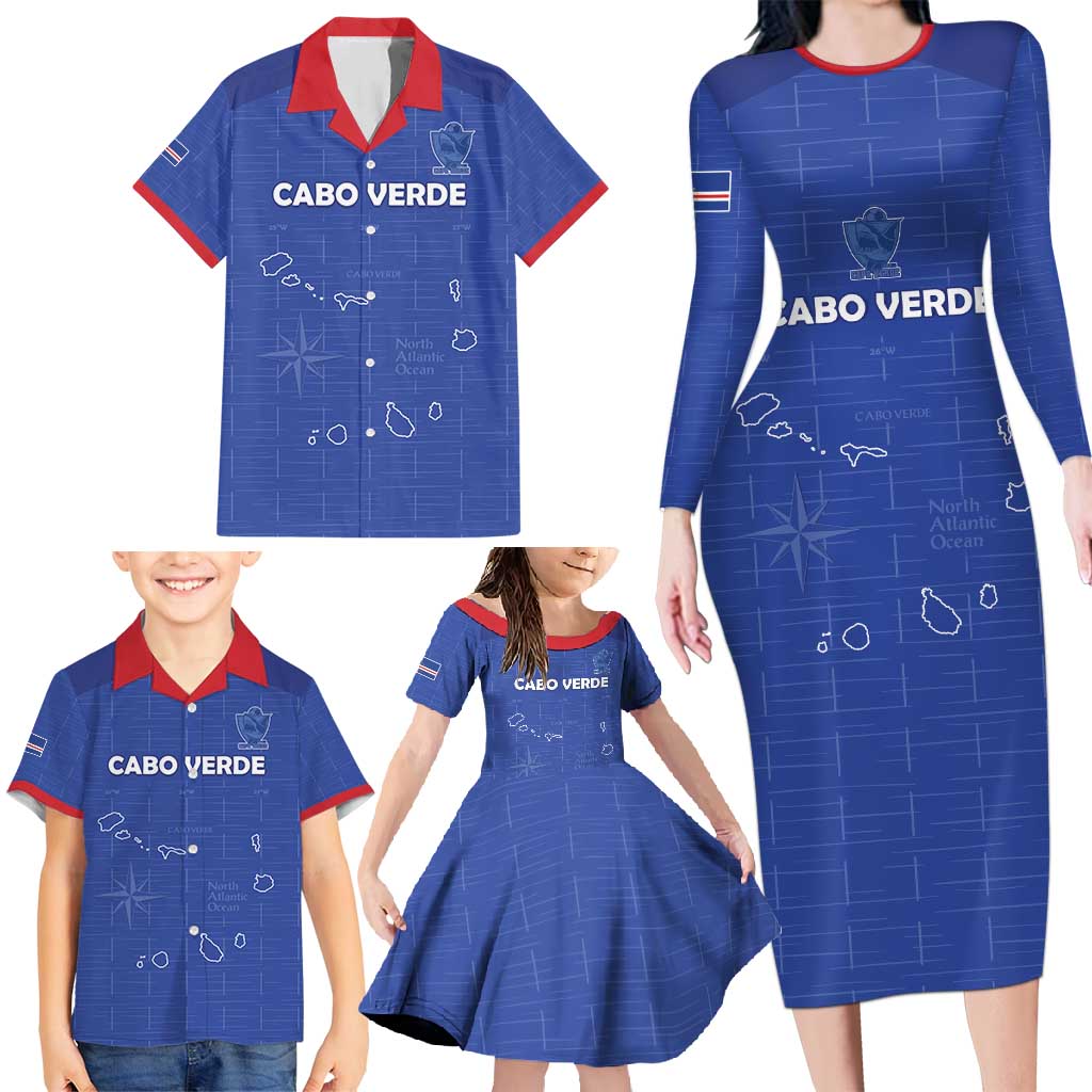 Custom Cape Verde Football Family Matching Long Sleeve Bodycon Dress and Hawaiian Shirt Come On Tubaroes Azuis - Blue - Wonder Print Shop