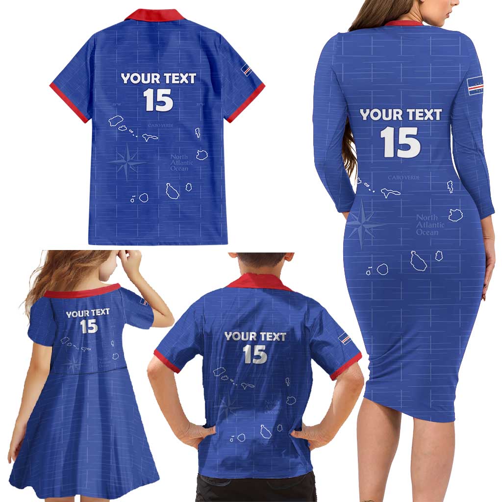 Custom Cape Verde Football Family Matching Long Sleeve Bodycon Dress and Hawaiian Shirt Come On Tubaroes Azuis - Blue - Wonder Print Shop