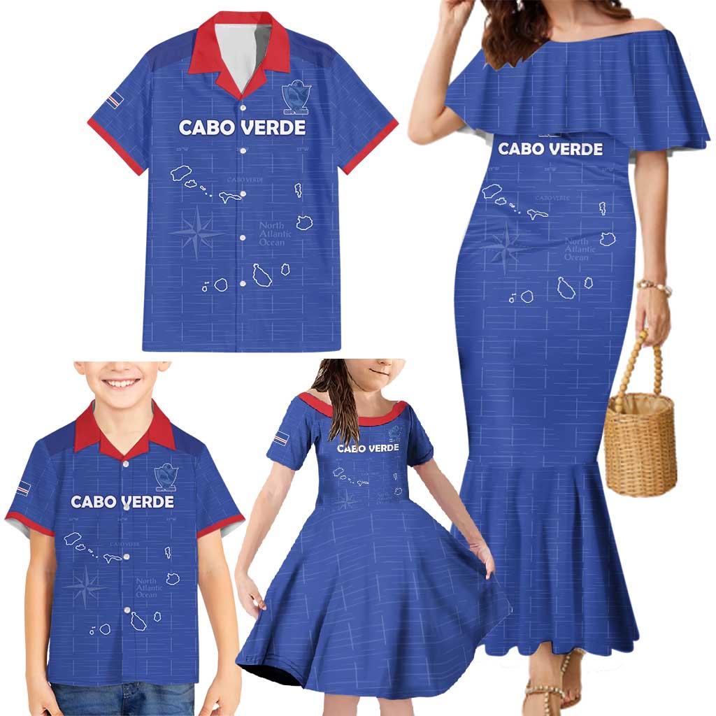 Custom Cape Verde Football Family Matching Mermaid Dress and Hawaiian Shirt Come On Tubaroes Azuis - Blue - Wonder Print Shop