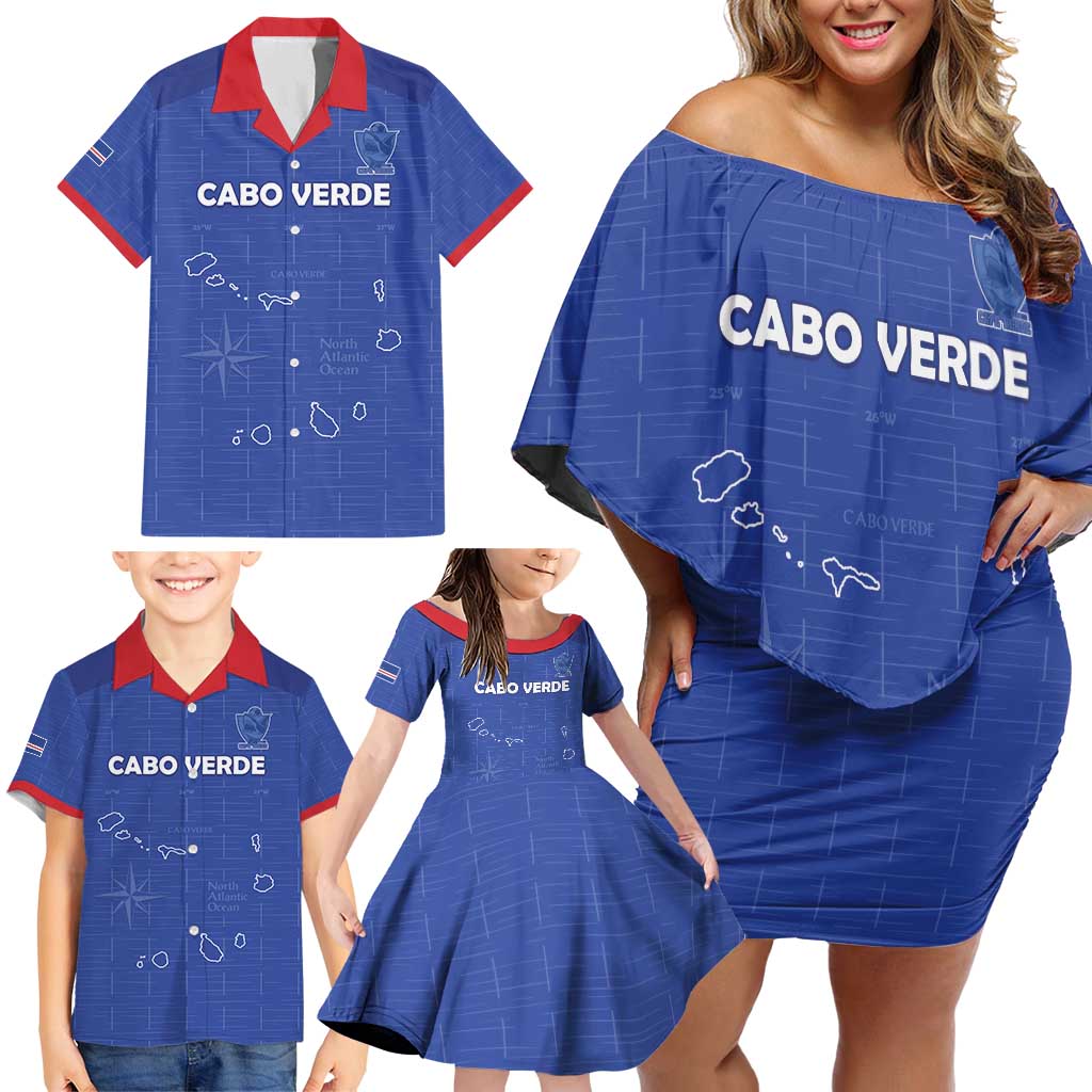 Custom Cape Verde Football Family Matching Off Shoulder Short Dress and Hawaiian Shirt Come On Tubaroes Azuis - Blue - Wonder Print Shop