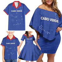 Custom Cape Verde Football Family Matching Off Shoulder Short Dress and Hawaiian Shirt Come On Tubaroes Azuis - Blue - Wonder Print Shop