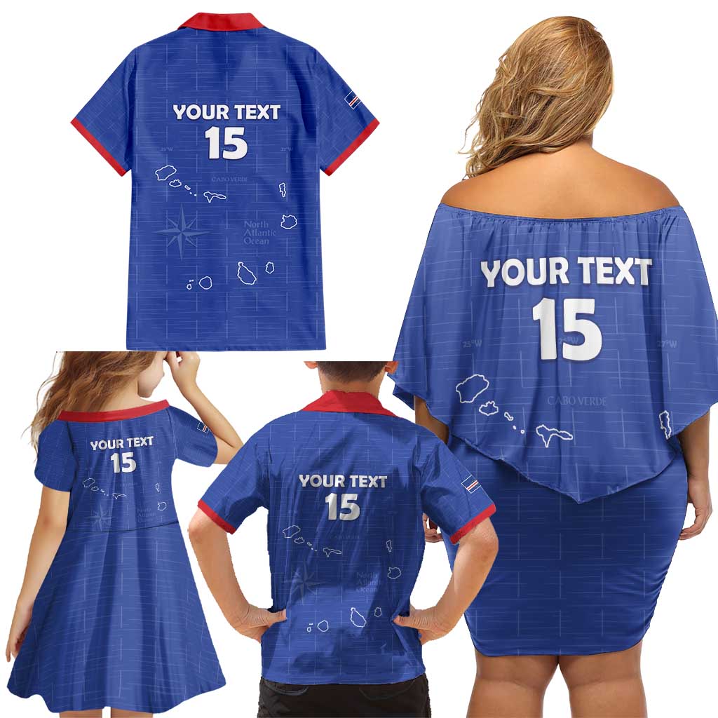 Custom Cape Verde Football Family Matching Off Shoulder Short Dress and Hawaiian Shirt Come On Tubaroes Azuis - Blue - Wonder Print Shop