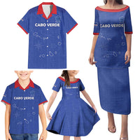 Custom Cape Verde Football Family Matching Puletasi and Hawaiian Shirt Come On Tubaroes Azuis - Blue - Wonder Print Shop