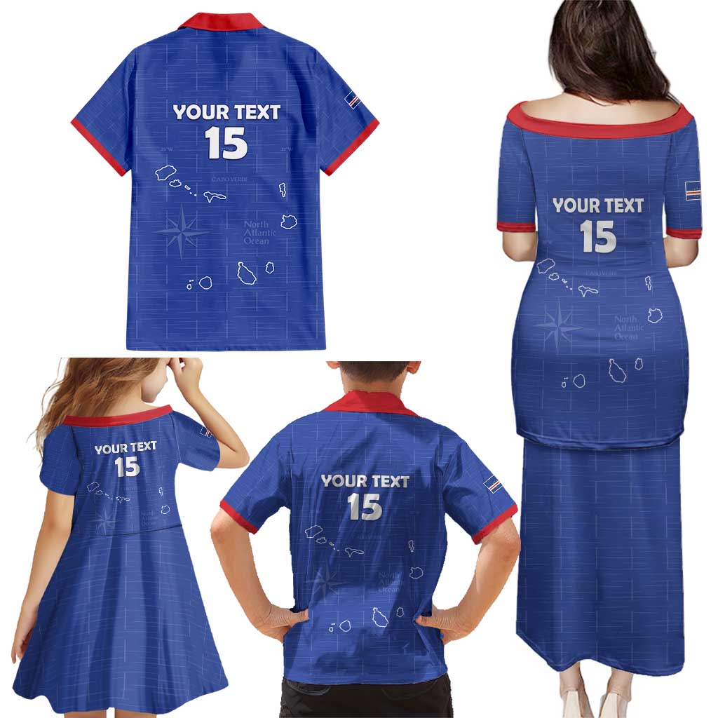 Custom Cape Verde Football Family Matching Puletasi and Hawaiian Shirt Come On Tubaroes Azuis - Blue - Wonder Print Shop