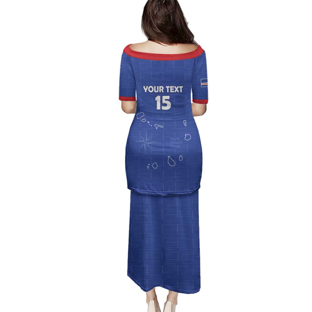 Custom Cape Verde Football Family Matching Puletasi and Hawaiian Shirt Come On Tubaroes Azuis - Blue - Wonder Print Shop