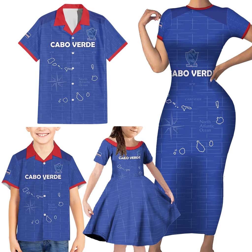 Custom Cape Verde Football Family Matching Short Sleeve Bodycon Dress and Hawaiian Shirt Come On Tubaroes Azuis - Blue - Wonder Print Shop