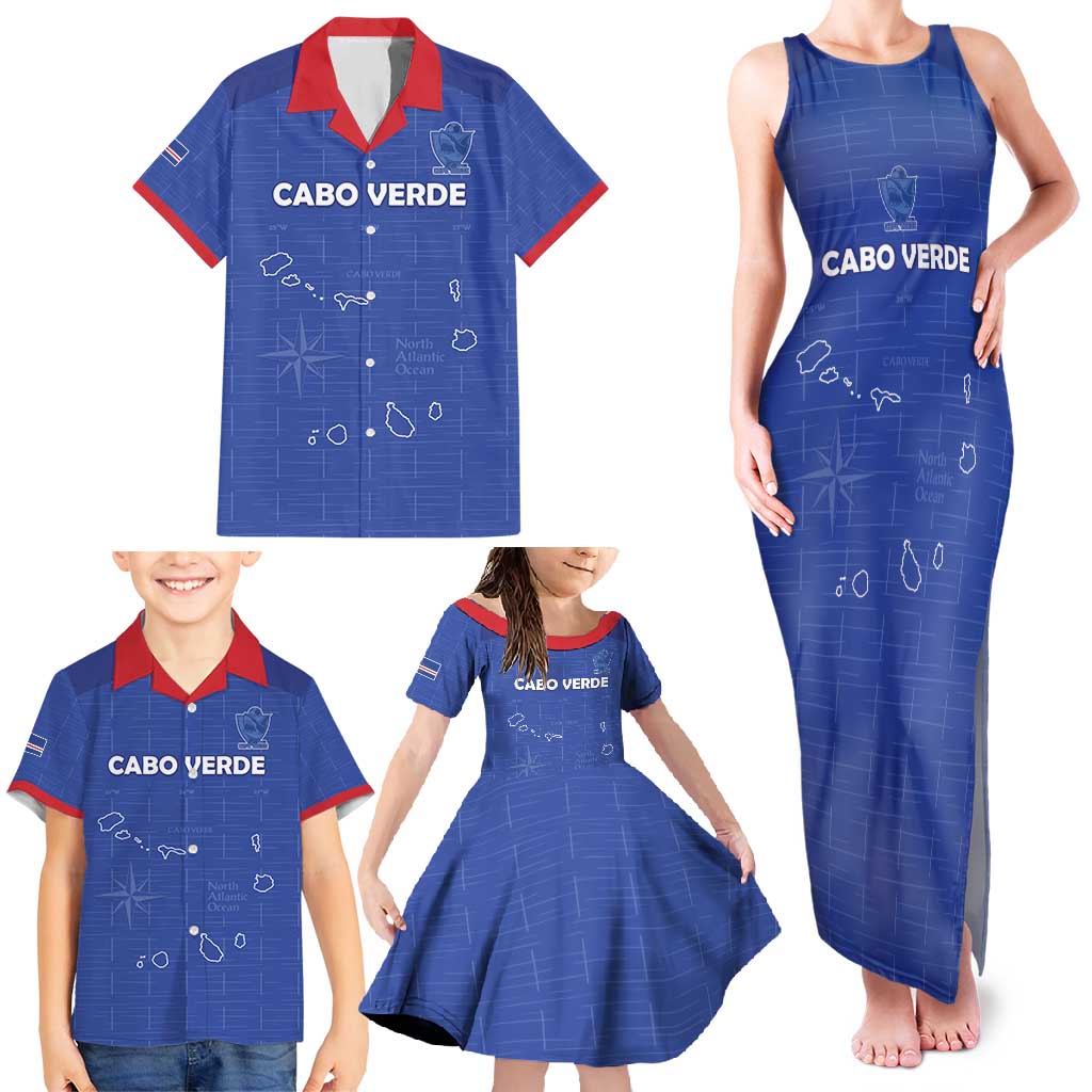 Custom Cape Verde Football Family Matching Tank Maxi Dress and Hawaiian Shirt Come On Tubaroes Azuis - Blue - Wonder Print Shop