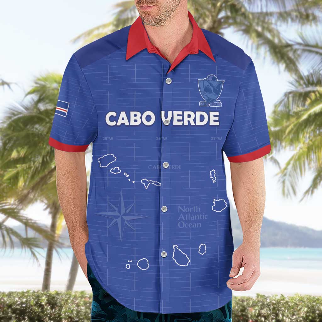 Custom Cape Verde Football Hawaiian Shirt Come On Tubaroes Azuis - Blue - Wonder Print Shop