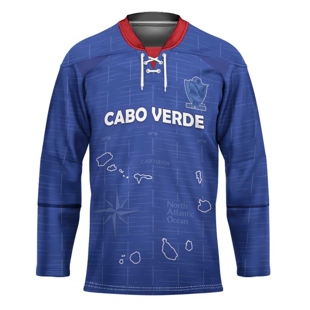 Custom Cape Verde Football Hockey Jersey Come On Tubaroes Azuis - Blue - Wonder Print Shop