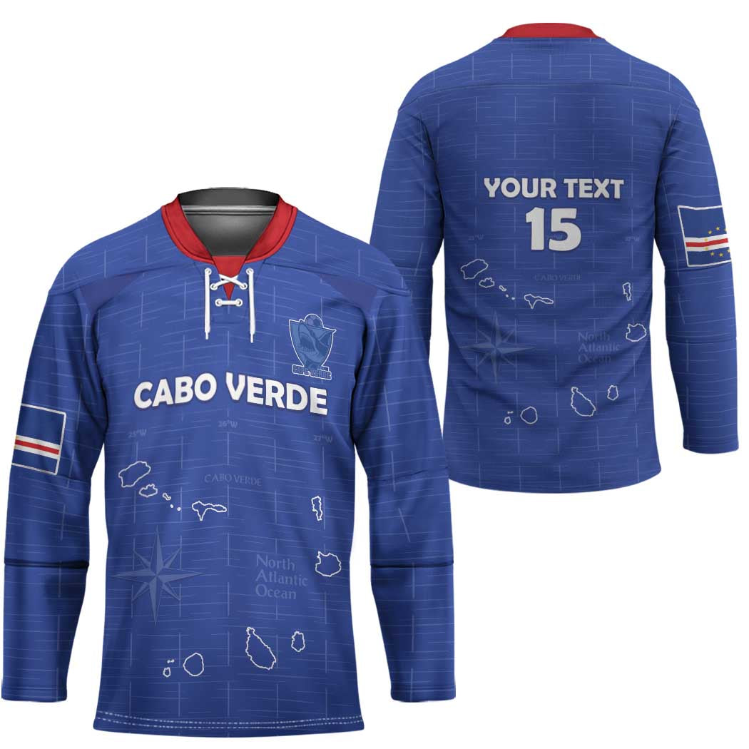 Custom Cape Verde Football Hockey Jersey Come On Tubaroes Azuis - Blue - Wonder Print Shop
