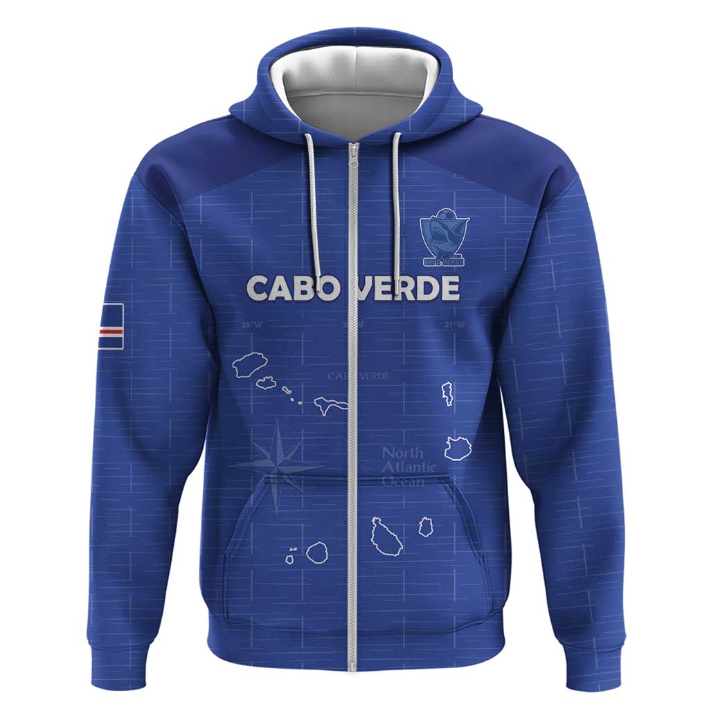 Custom Cape Verde Football Hoodie Come On Tubaroes Azuis - Blue - Wonder Print Shop