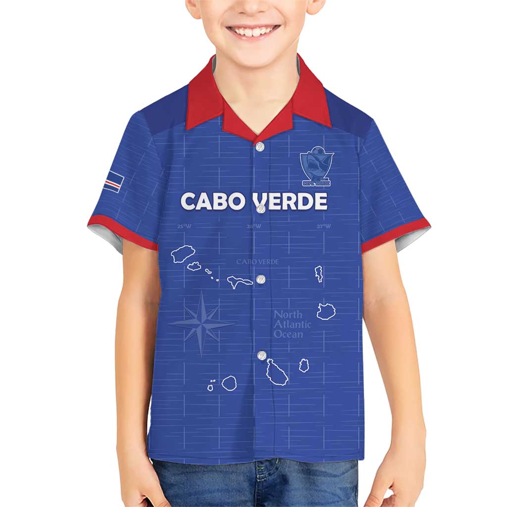 Custom Cape Verde Football Kid Hawaiian Shirt Come On Tubaroes Azuis - Blue - Wonder Print Shop