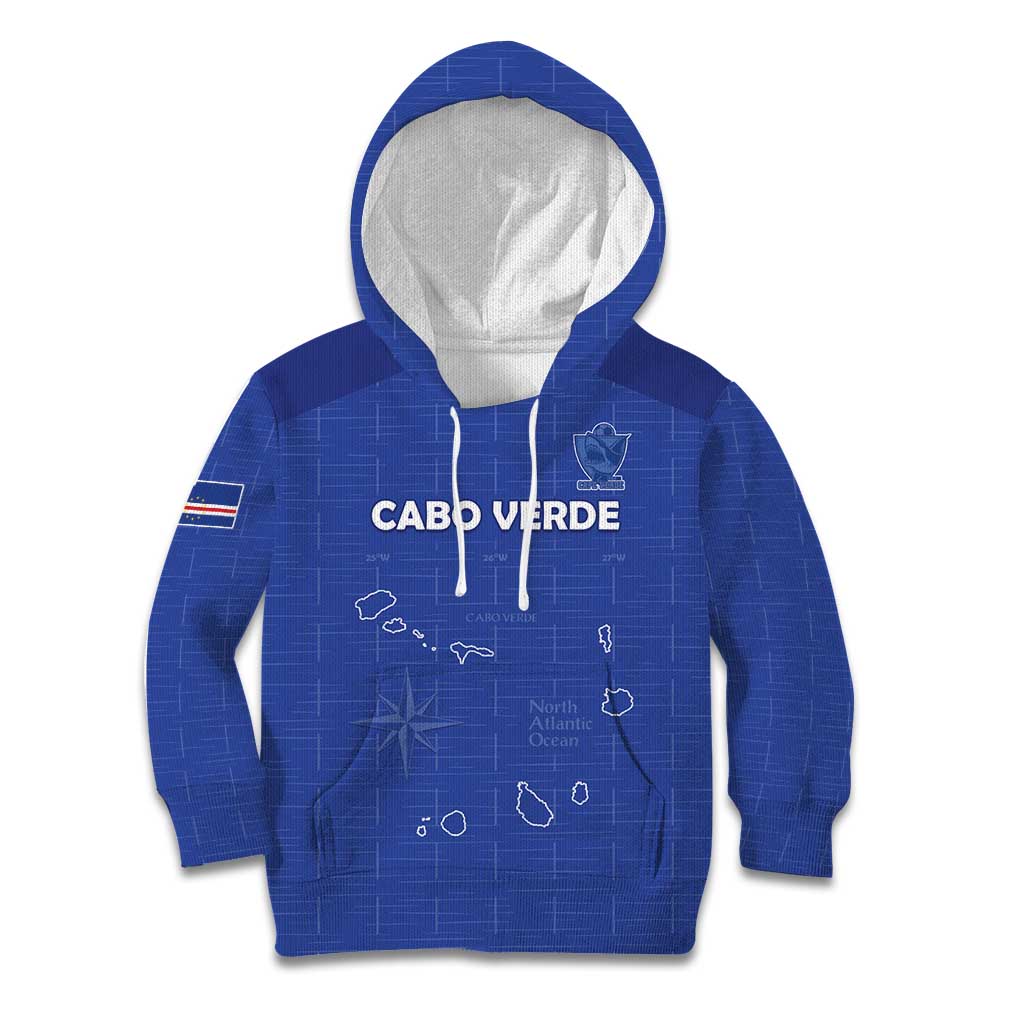 Custom Cape Verde Football Kid Hoodie Come On Tubaroes Azuis - Blue - Wonder Print Shop