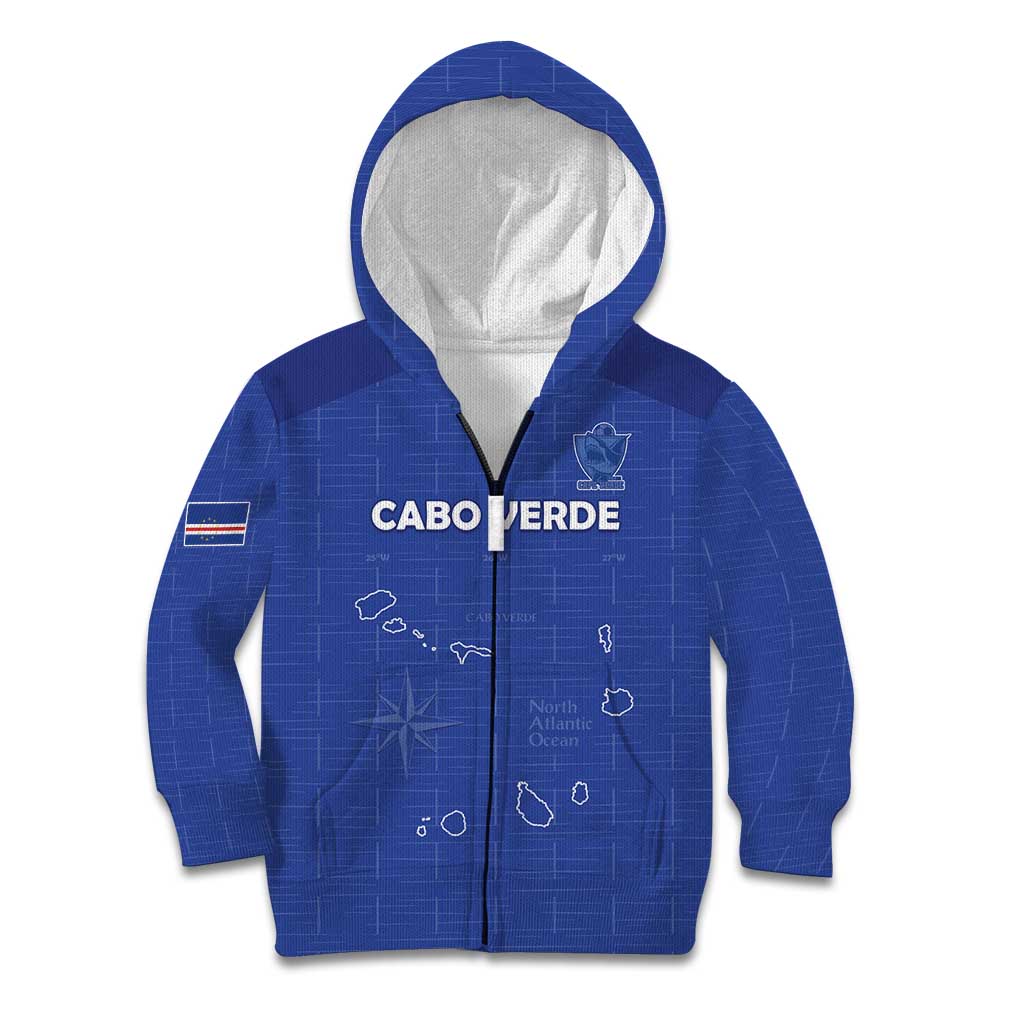 Custom Cape Verde Football Kid Hoodie Come On Tubaroes Azuis - Blue - Wonder Print Shop