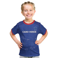 Custom Cape Verde Football Kid T Shirt Come On Tubaroes Azuis - Blue - Wonder Print Shop