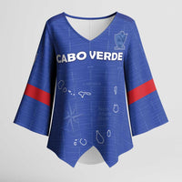 Custom Cape Verde Football Kimono Sleeve Blouse Come On Tubaroes Azuis - Blue - Wonder Print Shop