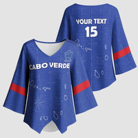 Custom Cape Verde Football Kimono Sleeve Blouse Come On Tubaroes Azuis - Blue - Wonder Print Shop