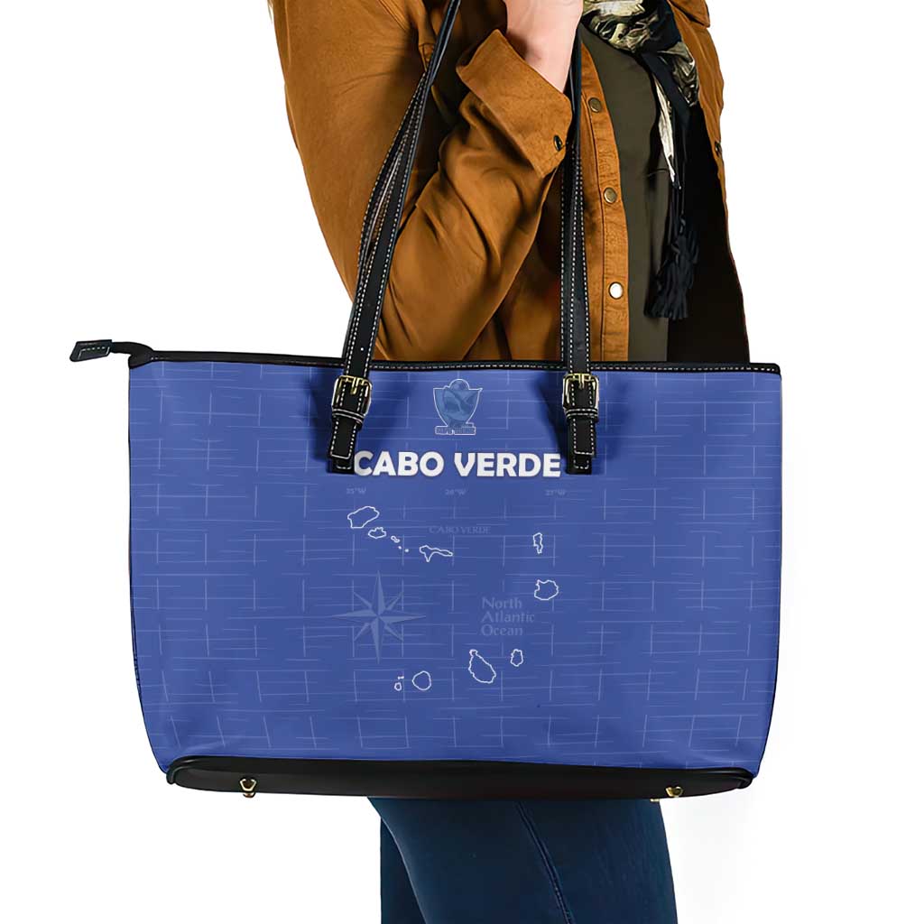 Cape Verde Football Leather Tote Bag Come On Tubaroes Azuis - Blue - Wonder Print Shop