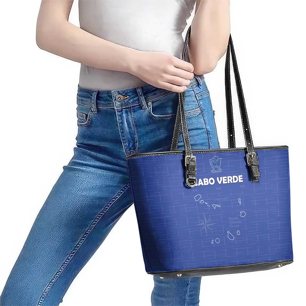 Cape Verde Football Leather Tote Bag Come On Tubaroes Azuis - Blue - Wonder Print Shop
