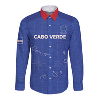 Custom Cape Verde Football Long Sleeve Button Shirt Come On Tubaroes Azuis - Blue - Wonder Print Shop
