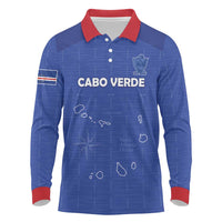 Custom Cape Verde Football Long Sleeve Polo Shirt Come On Tubaroes Azuis - Blue - Wonder Print Shop