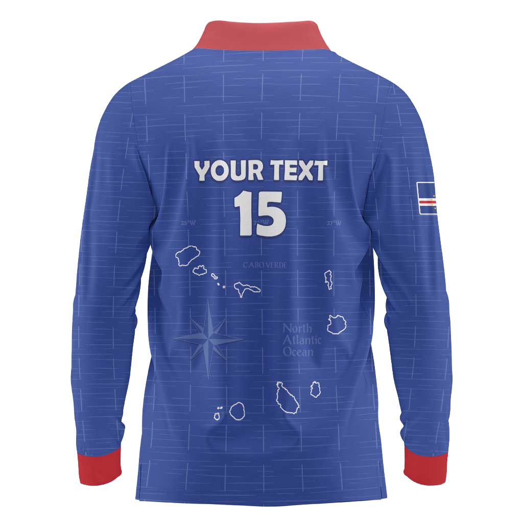 Custom Cape Verde Football Long Sleeve Polo Shirt Come On Tubaroes Azuis - Blue - Wonder Print Shop