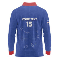 Custom Cape Verde Football Long Sleeve Polo Shirt Come On Tubaroes Azuis - Blue - Wonder Print Shop