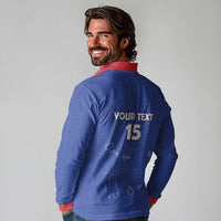 Custom Cape Verde Football Long Sleeve Polo Shirt Come On Tubaroes Azuis - Blue - Wonder Print Shop