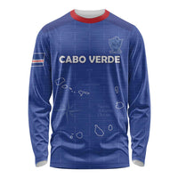 Custom Cape Verde Football Long Sleeve Shirt Come On Tubaroes Azuis - Blue - Wonder Print Shop