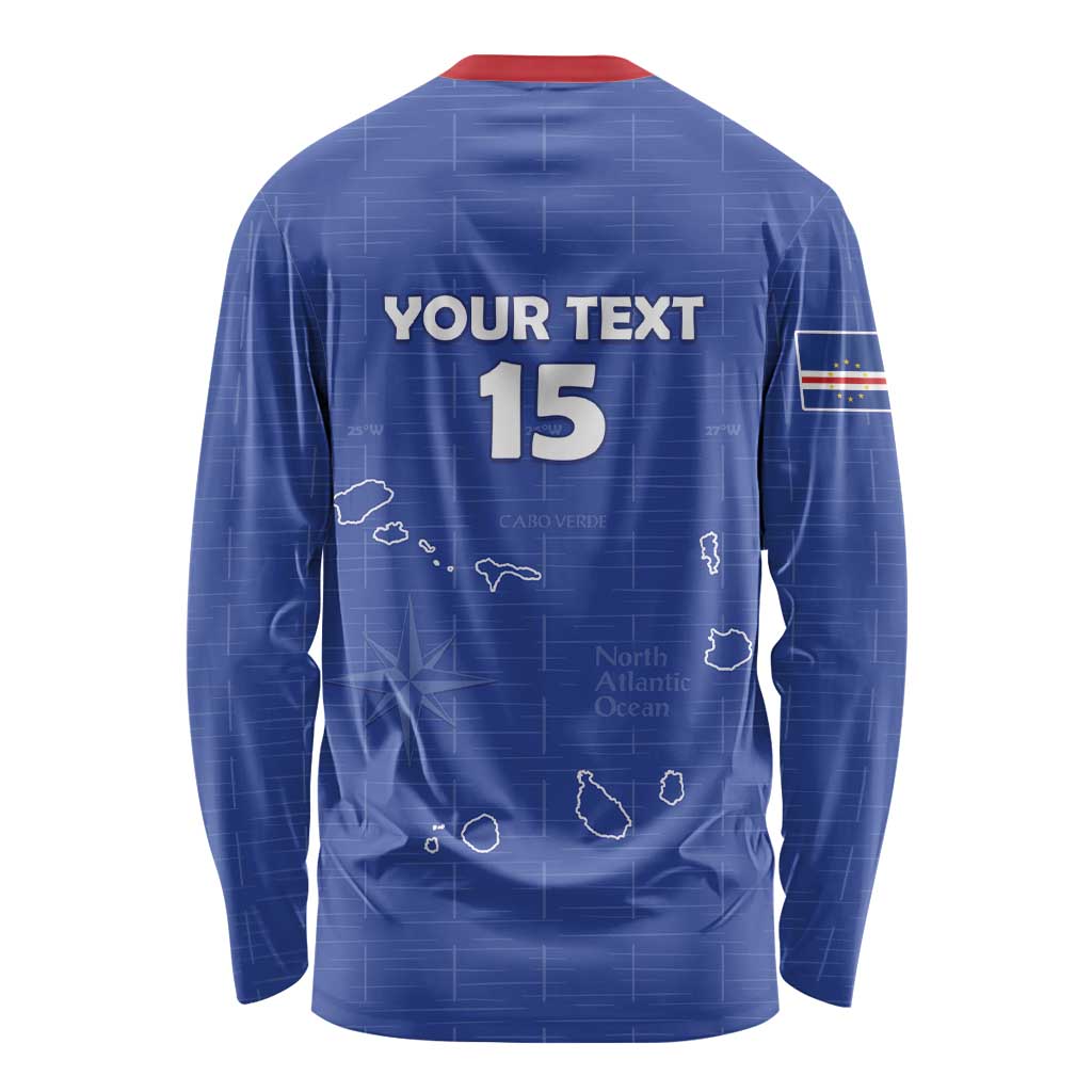 Custom Cape Verde Football Long Sleeve Shirt Come On Tubaroes Azuis - Blue - Wonder Print Shop