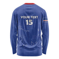 Custom Cape Verde Football Long Sleeve Shirt Come On Tubaroes Azuis - Blue - Wonder Print Shop