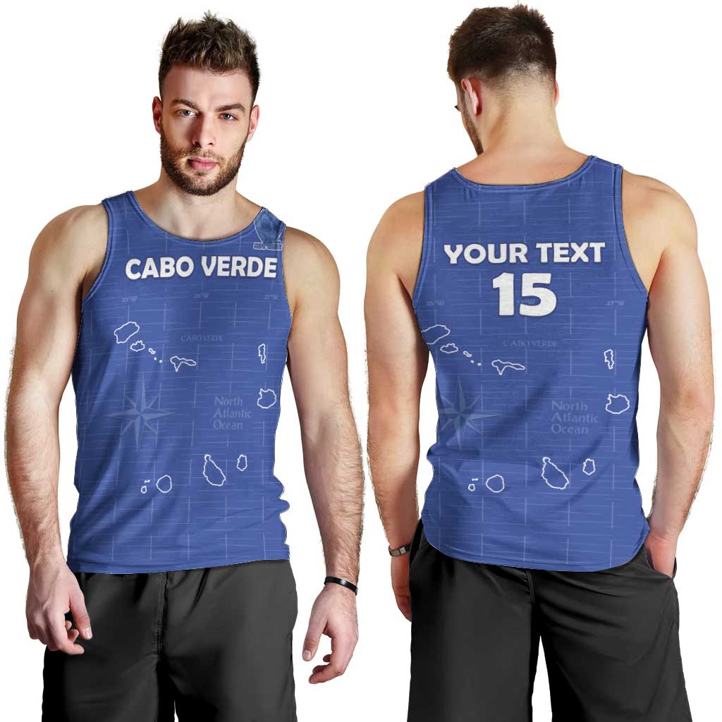 Custom Cape Verde Football Men Tank Top Come On Tubaroes Azuis - Blue - Wonder Print Shop