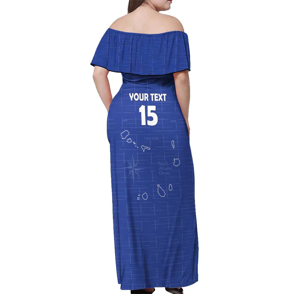 Custom Cape Verde Football Off Shoulder Maxi Dress Come On Tubaroes Azuis - Blue - Wonder Print Shop